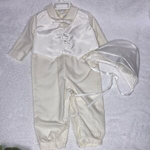 Vintage Something Pretty brand Christening Baptism romper outfit 9m